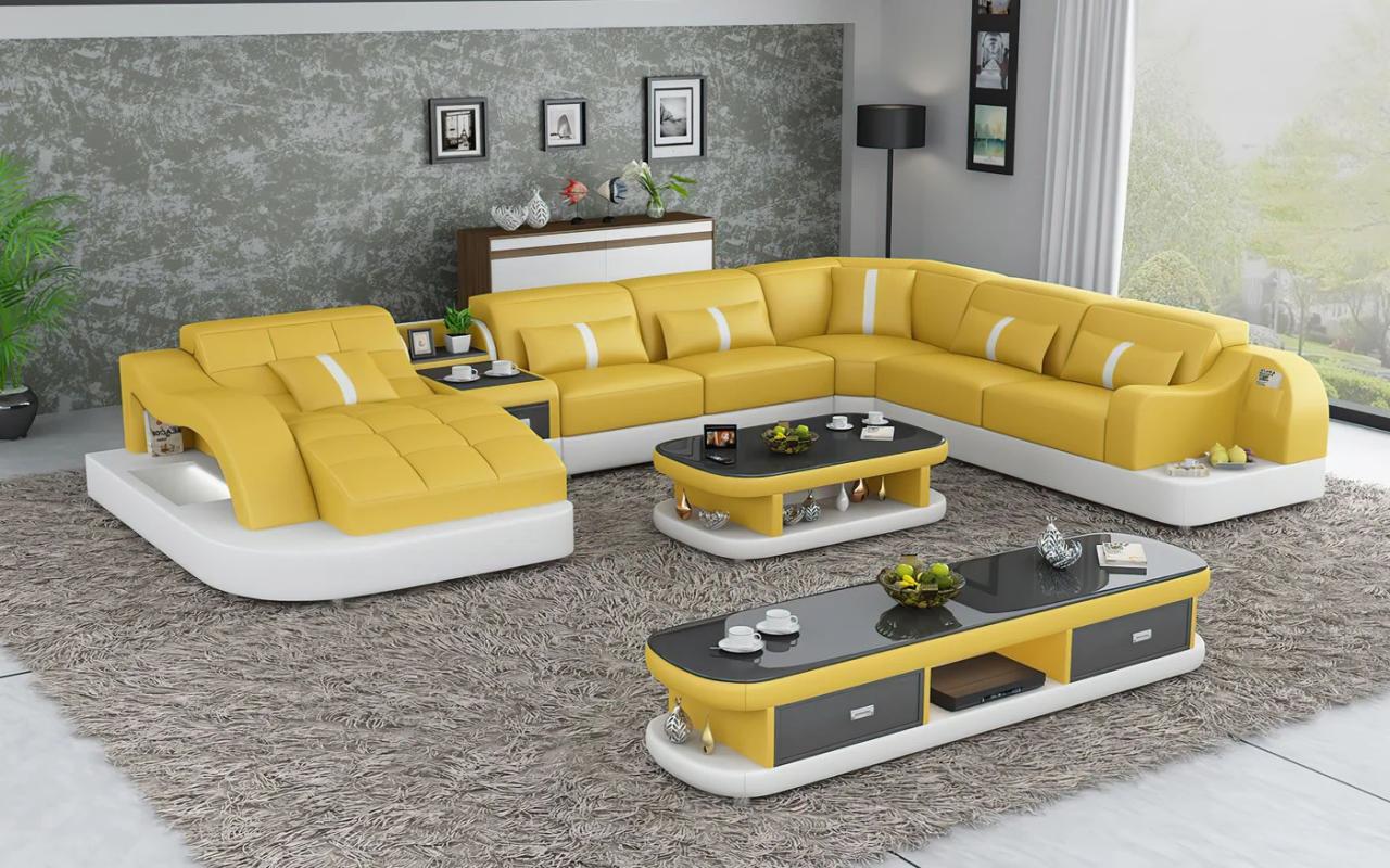 Luxury corner sectional furniture with LED base