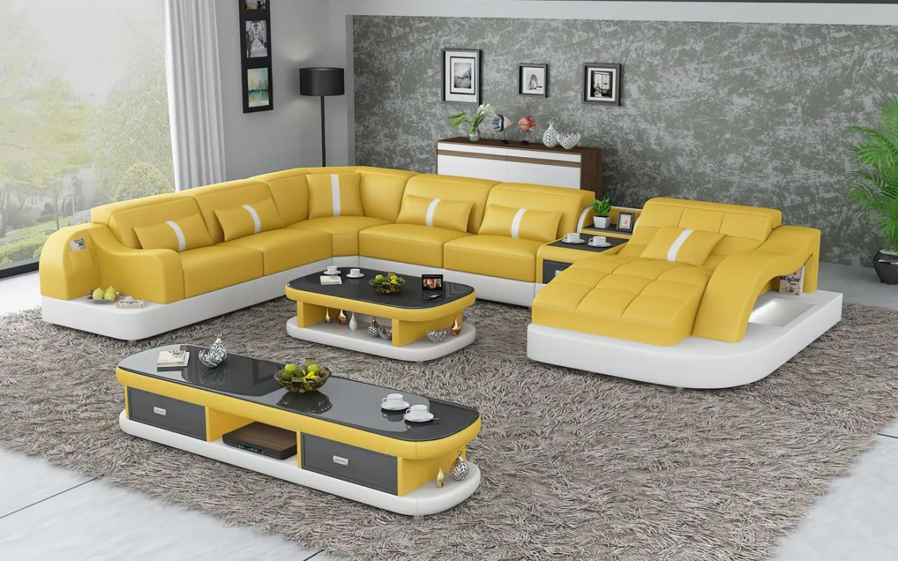 Luxury corner sectional furniture with LED base