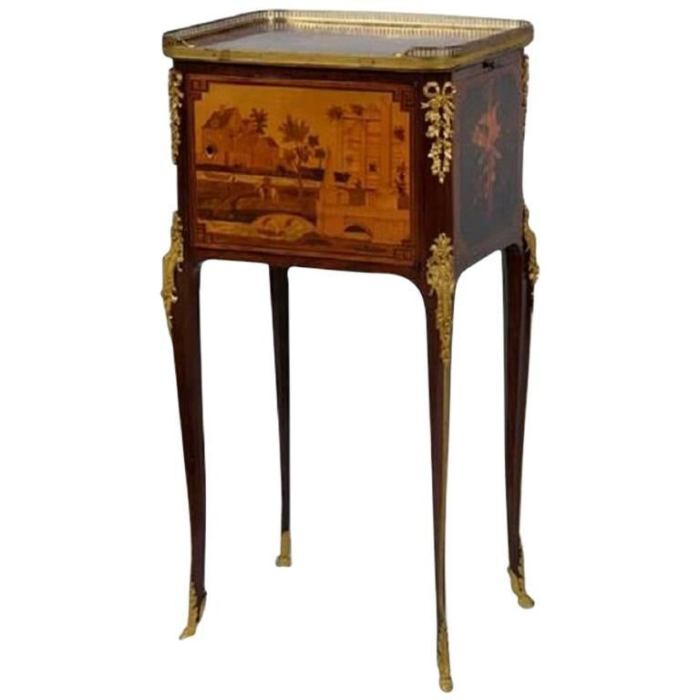 Rare accent table furniture with marquetry detail