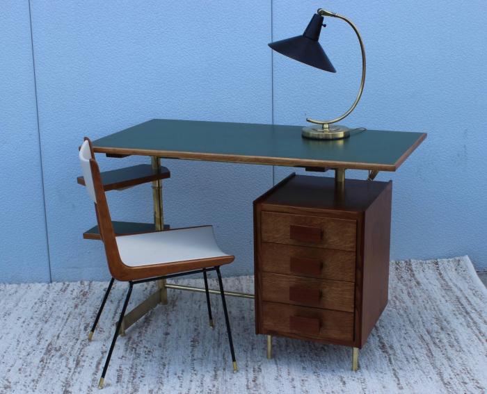 1950s Unique Sculptural Italian Desk in Walnut and Brass For Sale at ...