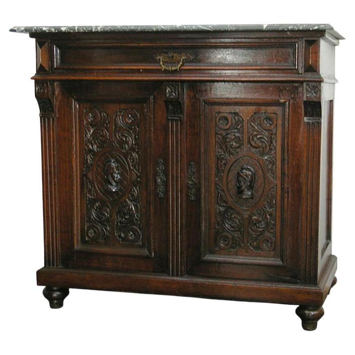 Stunning circa 1850 Rosewood with Veined Carrara Marble Top Sideboard ...