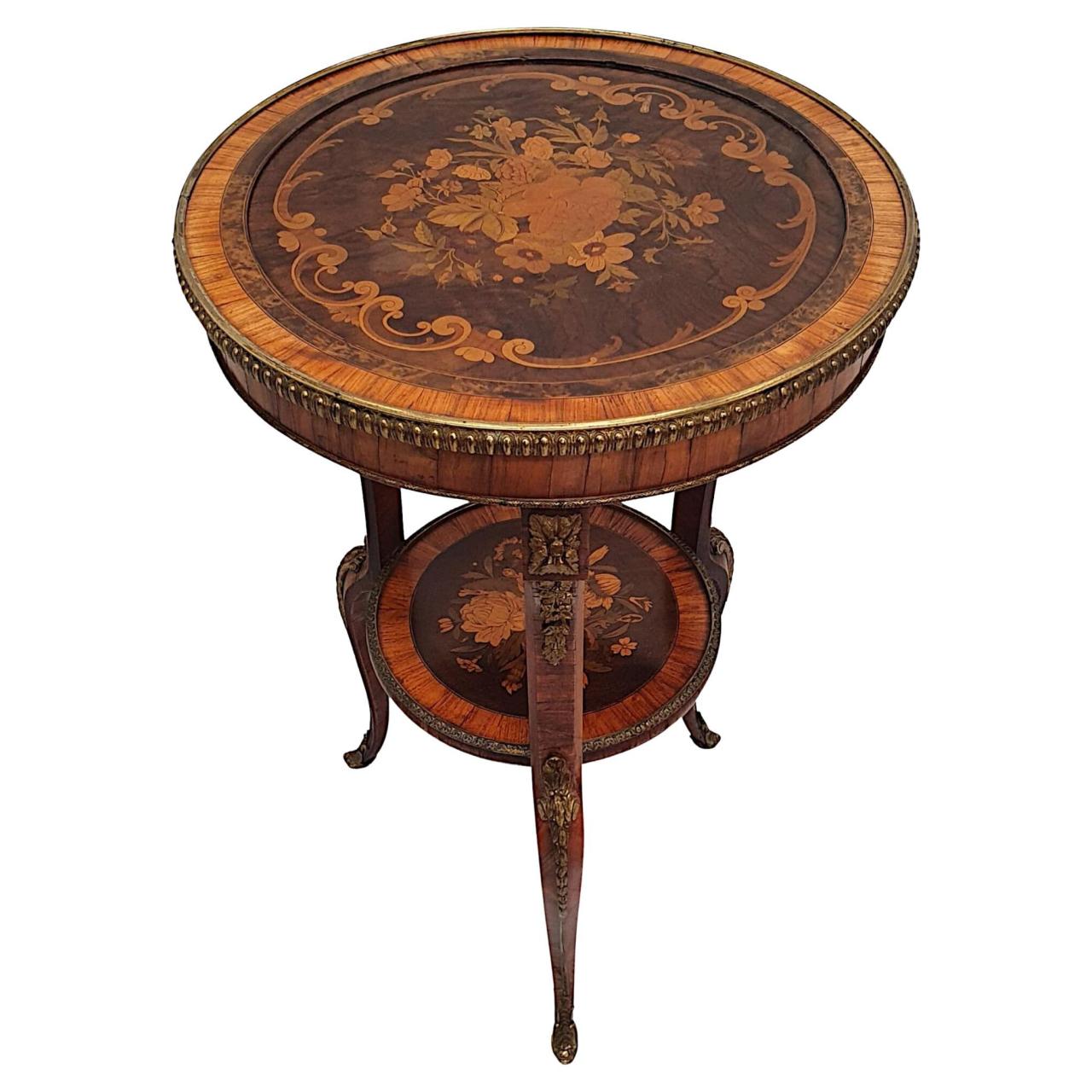 Rare accent table furniture with marquetry detail