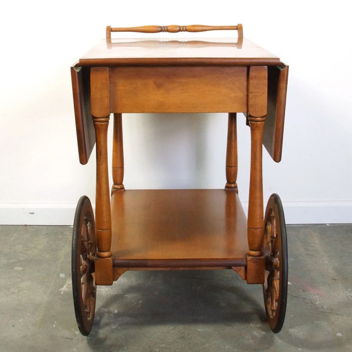 Vintage bar cart furniture with metal wheels